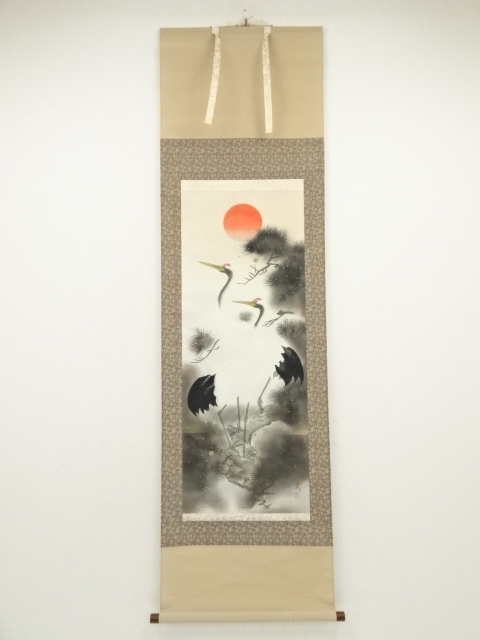 道具 ] - 道具 国枝実筆 松上双鶴図 肉筆絹本掛軸 | ネットショップ圭